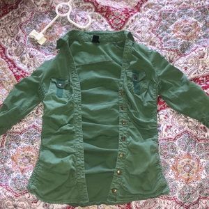 army green shirt mid sleeve windsor